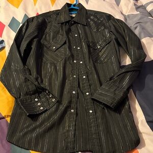Ely Cattleman Charcoal Pinstripe Shirt